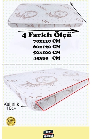 Bamboo Ortopedik Sünger Bebek Çocuk Yatağı Anne Yanı Bebek Yatak 70 X 110
