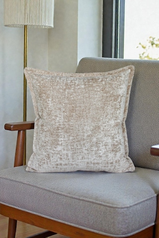 Kırlent Kılıfı İthal Kadife Kumaş - 45x45cm Yumuşak Dokulu Çift Taraflı Özel Tasarım Kırlent Kılıfı Krem