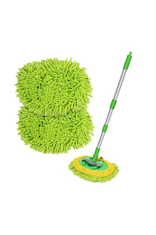 Carger Araba Yıkama Mop Mikrofiber Bezli Teleskopik Saplı +1 Yedek Bez Hediyeli Yeşilrenk