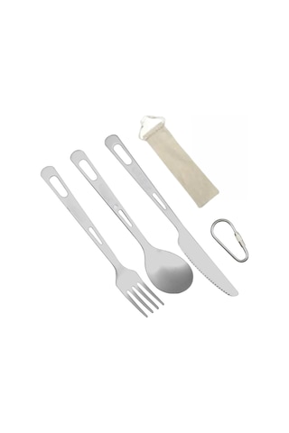 Ranyeek Titanium Yemek Ünitesi - Çatal, Kaşık, Bıçak Seti Outdoor Kamp İçin Taşınabilir Hafif Ve Dayanıklı Malzeme Gümüş