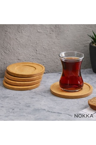 6 Adet Oyuklu Model Yuvarlak Bambu Altlık, Fincan Tabağı, Bardak Altlığı 10 Cm Diğer