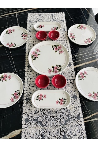 Kar Çiçeği 4 Kişilik 11 Parça Kahvaltı Takımı Vişne Çürüğü