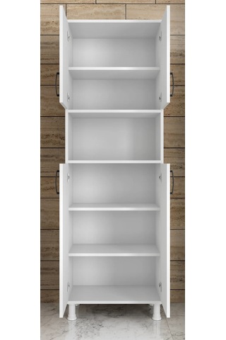 Remora Çok Amaçlı Dolap 4 Kapaklı 6 Raflı Banyo Kiler Mutfak Dola Beyaz