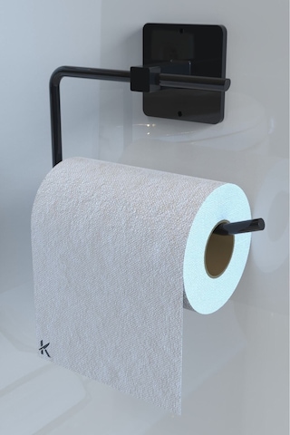 Karteya Yapışkanlı Siyah Uzun Havluluk Rulo Havluluk Peçetelik Wc Kağıtlık 3'lü Pratik Banyo Mutfak Set Siyah