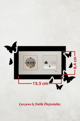 Kelebek Tasarım 2li Priz Çerçevesi İç Ölçü 15,5x8,4 Cm Ikili Priz Çerçeve Kelebek - Ev Süsü