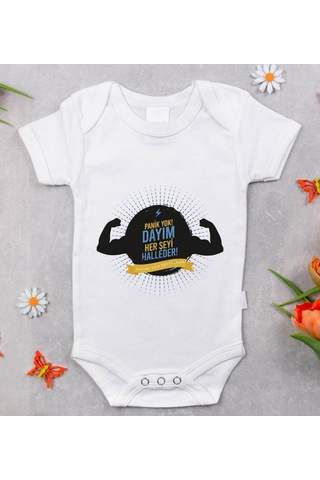 Bk Kids Dayım Her Şeyi Halleder Tasarımlı Bebek Body Zıbın - Model 1 9-12 Ay sarı