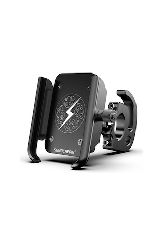 Kancalı Motosiklet Alüminyum Alaşımlı Cep Telefonu Braketi, 4-6.5 İnç Telefonlar İçin Uygun Siyah Siyah