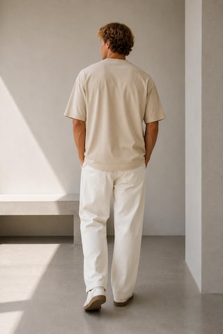 Alexandergardi Oversize Bisiklet Yaka T-shirt Bej