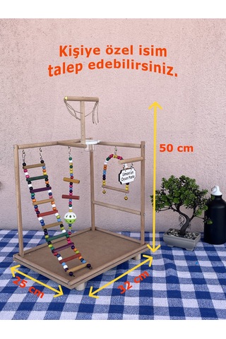 Paks Pet Ahşap Kuş Oyun Parkı No:13 Kişiye Özel İsim Kuş Oyuncağı