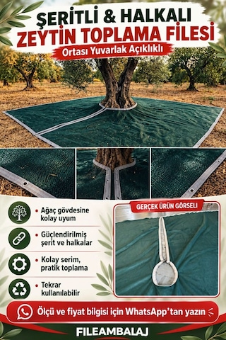Zeytin Filesi -sergenlik - Zeytin - Dut - Ceviz Toplama Filesi - Ağaç Giydirmeli - Şeritli Halkalı Yeşil