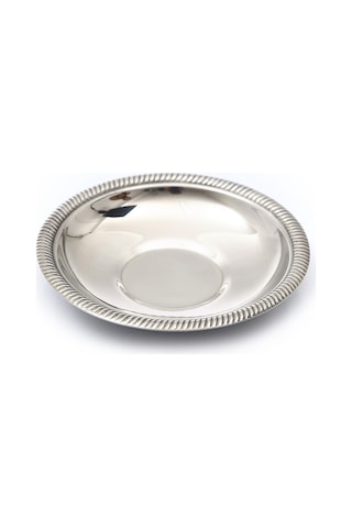 12 Adet Paslanmaz Çelik Çay Tabağı, 0,40 Mm Kalınlık Metal Parlak Çay Tabak Zincir Desenli Lüx 11 C Diğer