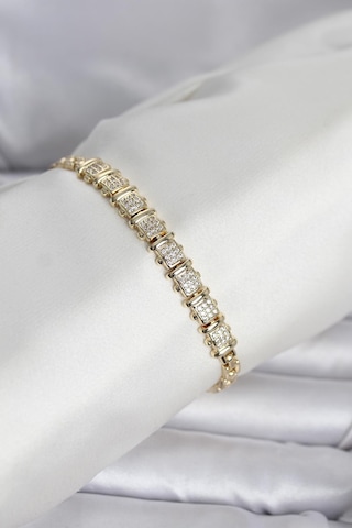 Zarif Bilekler İçin Golden Metal Zirkonlu Stil Kadın Bileklik Metalik