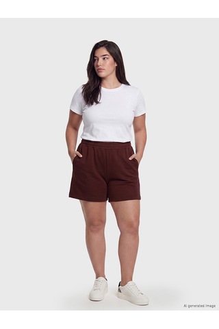 Lcwaıkıkı Petite Bordo Beli Lastikli Soft Touch Kadın Şort