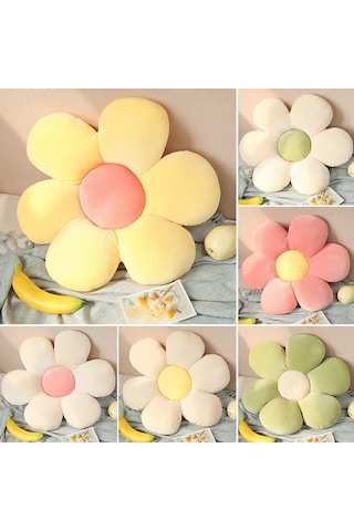 Aubyhe Nordik Tarz Pembe Papatya Güneş Çiçeği Desenli Tatami Yastık - Araba Ofis Sandalye Yorgunluk Alıcı Desteği 40cm 0.35kg Pembe