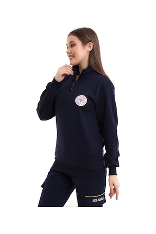 112 Acil Sağlık Sweatshırt Kışlık Balıkçı Yaka Lacivert -7339