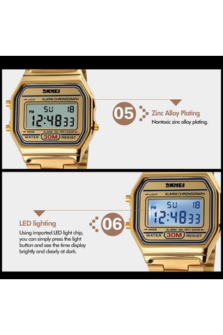 Geeksen Skmeı 1123 Unisex Dijital Saat - Ticari Ve Spor Tarzı, Tarih/hafta Gösterimi, Kronometre, Alarm, Led Işık, 30m Su Geçirmezlik, Çelik Kordon Gümüş Çok Renkli