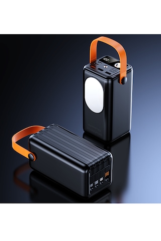 Cepini Cp-05 50.000mah 22.5w Süper Hızlı Şarj Powerbank - Dahili 4 Kablolu Ve Dev Led Aydınlatmalı Siyah