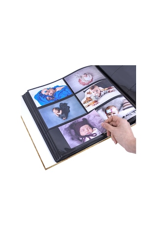 10x15cm 600'lük Gramafon Desenli Fotoğraf Albümü Büyük Boy Çok Renkli