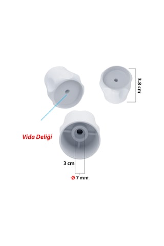 Vidalı 7 Mm - 5 Adet Radyatör Vanası Başlığı - Geniş Tip Petek Vana Kapağı - Petek Musluk Kafası