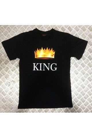 Kıng Baskılı T-shirt SIYAH