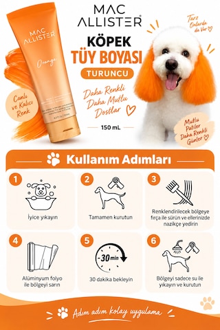 Mac Allister Kedi Köpek Tüy Boyası Turuncu Renkli 150 Ml