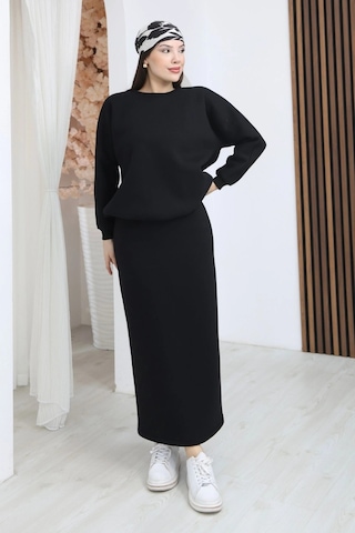 Lodmela Basic Comfort Şardonlu Etekli Takım 6073-siyah Siyah