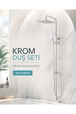 Fleko Vektör Krom Rain Robot Duş Seti