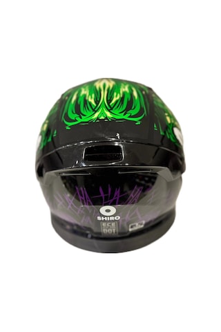 Shiro Katana Sv Joker Kapalı Kask Beyaz - Kırmızı - Yeşil