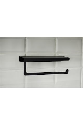 Tasagram Dekoratif Metal Baharatlık Raflı Havluluk Mat Siyah