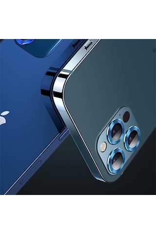 Usams Apple iPhone Uyumlu 12 Pro 3d Metal Çerçeveli Kamera Lens Koruyucu- 5775