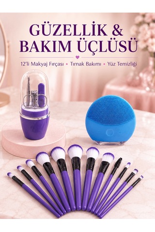 Kadın Makyaj Ve Kişisel Bakım Seti 12 Parça Makyaj Fırçası Siliko