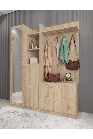 Çizgi Portmanto Vestiyer Meşe-180 cm