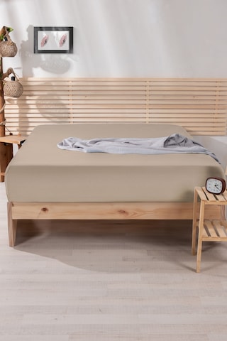 Nordqueen %100 Pamuk 160x200 Çift Kişilik Lastikli Çarşaf Bej