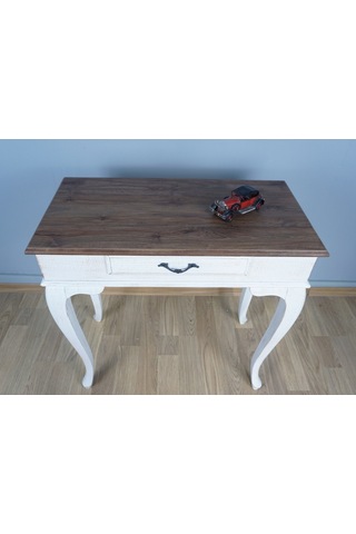 Masifart Ceviz Eskitme Tablalı Dresuar Beyaz 80 Cm Eskitme  Patina Ceviz