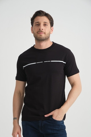 Shooter Sportwear Shooter Erkek T-shirt %100 Pamuk Nefes Alan Bisiklet Yaka Regular Fit Siyah