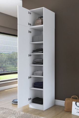Rani Ba212 Gardırop 2 Kapaklı 5 Raflı Elbise Dolabı Beyaz