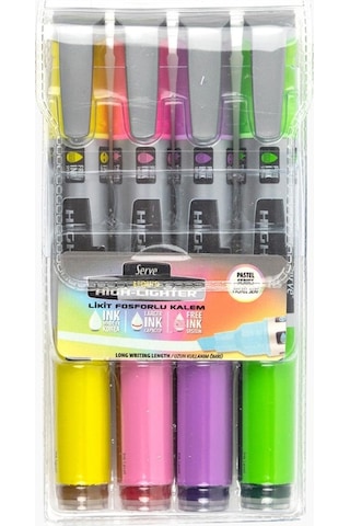 Serve Likit 4'lü İşaretleme Kalemi Pastel Set 5247 Çok Renkli