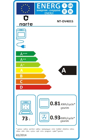 Narte NT-OV401S 73 L Ankastre Fırın Gri
