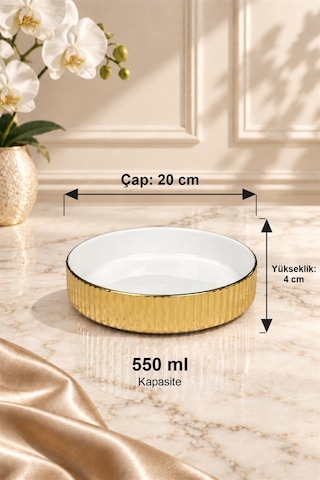 Linea Serisi Dekoratif Kase 20 Cm 550 Ml Altın