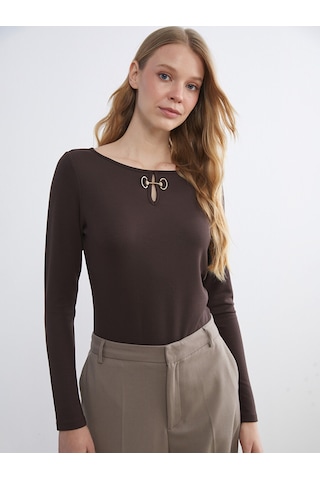 Lcw Everyday Kahverengi Soft Touch Kadın Tişört