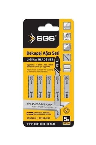 Sgs2706 - T118a Dekupaj Ağzı Metal Kesmek İçin 5 Adet