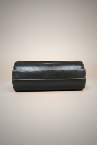 4 Lü Deri Saat Kutusu Silindir Tasarım Taşınabilir Saat Saklama Organizer 24x11x7 Cm Haki