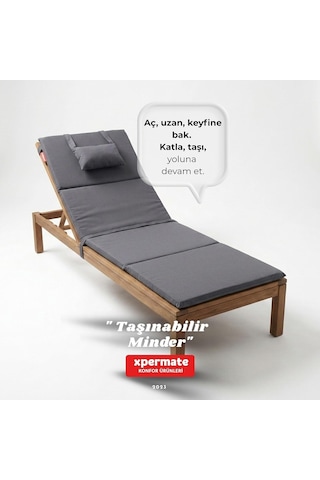 Tr Katlanır Kamp Matı Şezlong Minderi Taşınabilir Kamp Yatağı Su Itici Kumaş 180x60x2 Gri Diğer