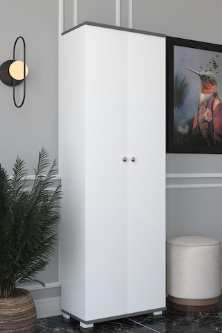 8 Raflı Çok Amaçlı Mutfak, Banyo, Kiler Dolabı Antrasit / Beyaz