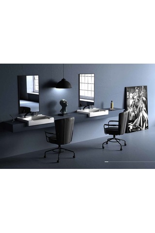 Seramik Kuaför Lavabosu 65 Cm Beyaz Erkek Kare Lavabo Beyaz