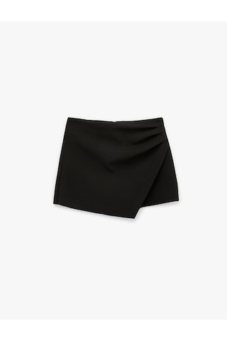Koton Drape Detaylı Mini Kruvaze Şort Etek Siyah 6sak70187pw