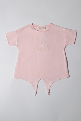 Luess Kız Çocuk Pembe %100 Pamuk Baskılı Tişört-pembe Pembe