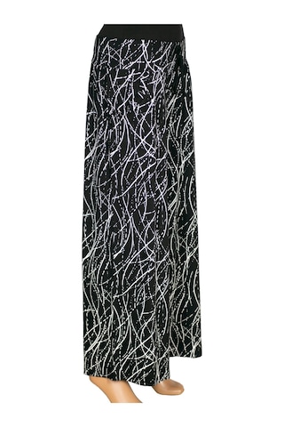 Barem Kadın Elisa Asimetrik Çizgiler Penye Siyah Pantolon Etek Siyah