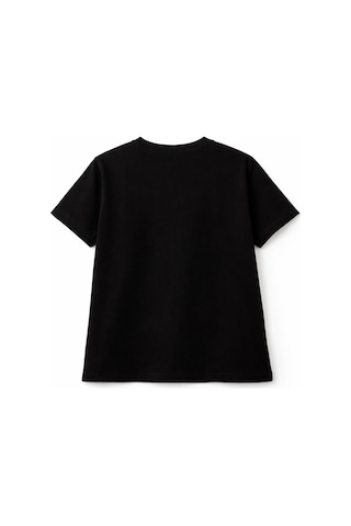 Mixray 2058 Kadın %100 Pamuk Ayıcık Baskılı Bisiklet Yaka T-shirt Siyah Siyah
