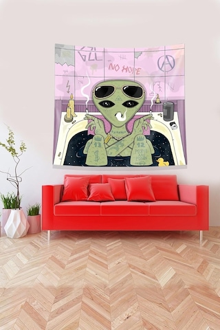 Pelangi Multirenk Küvetin Içindeki Uzaylı Leke Tutmaz Kadife Kumaş Duvar Örtüsü Duvar Halısı Tapestry Kwll352, Çok Renkli